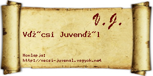 Vécsi Juvenál névjegykártya